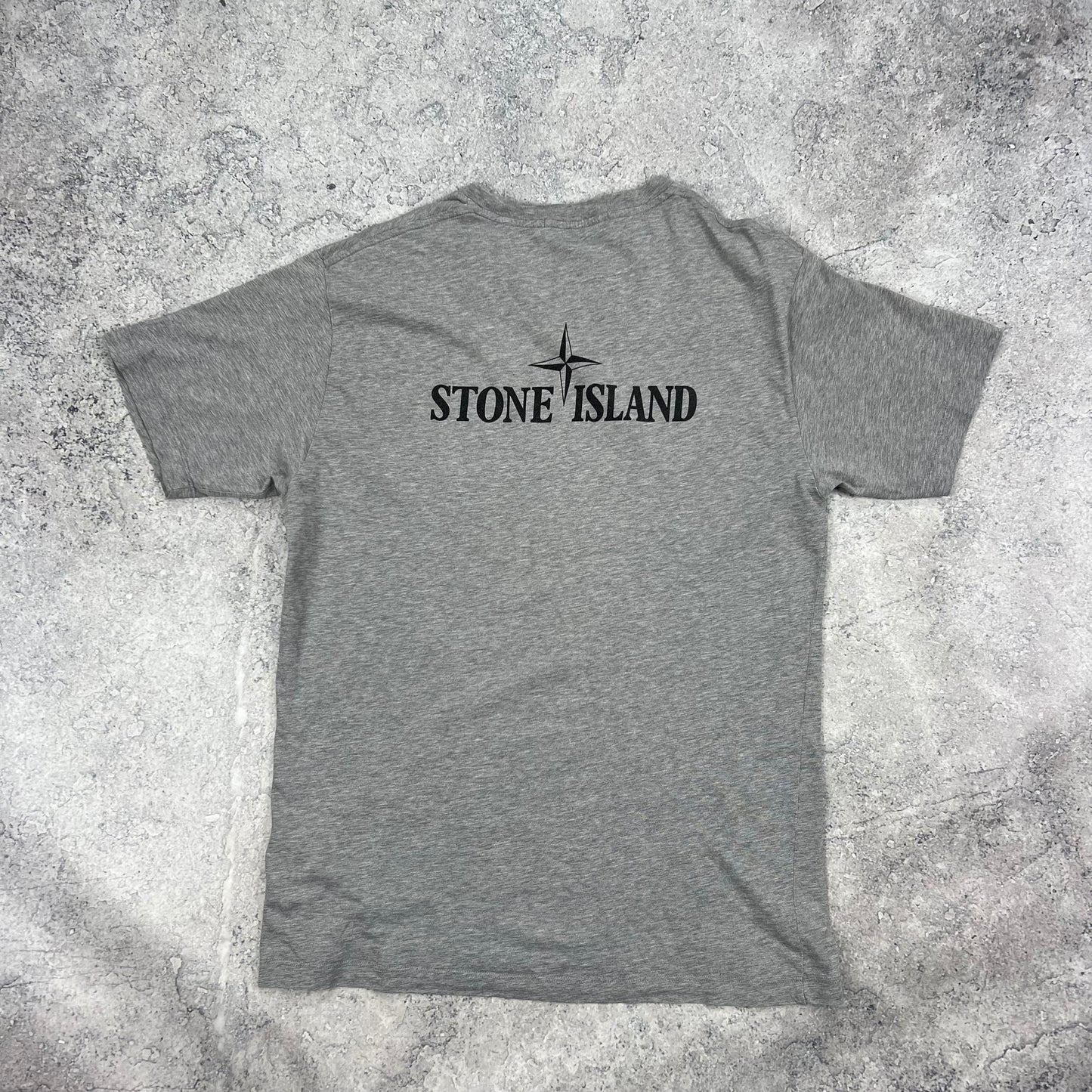 Stone Island Grey Spellout T-Shirt Large 20.75”