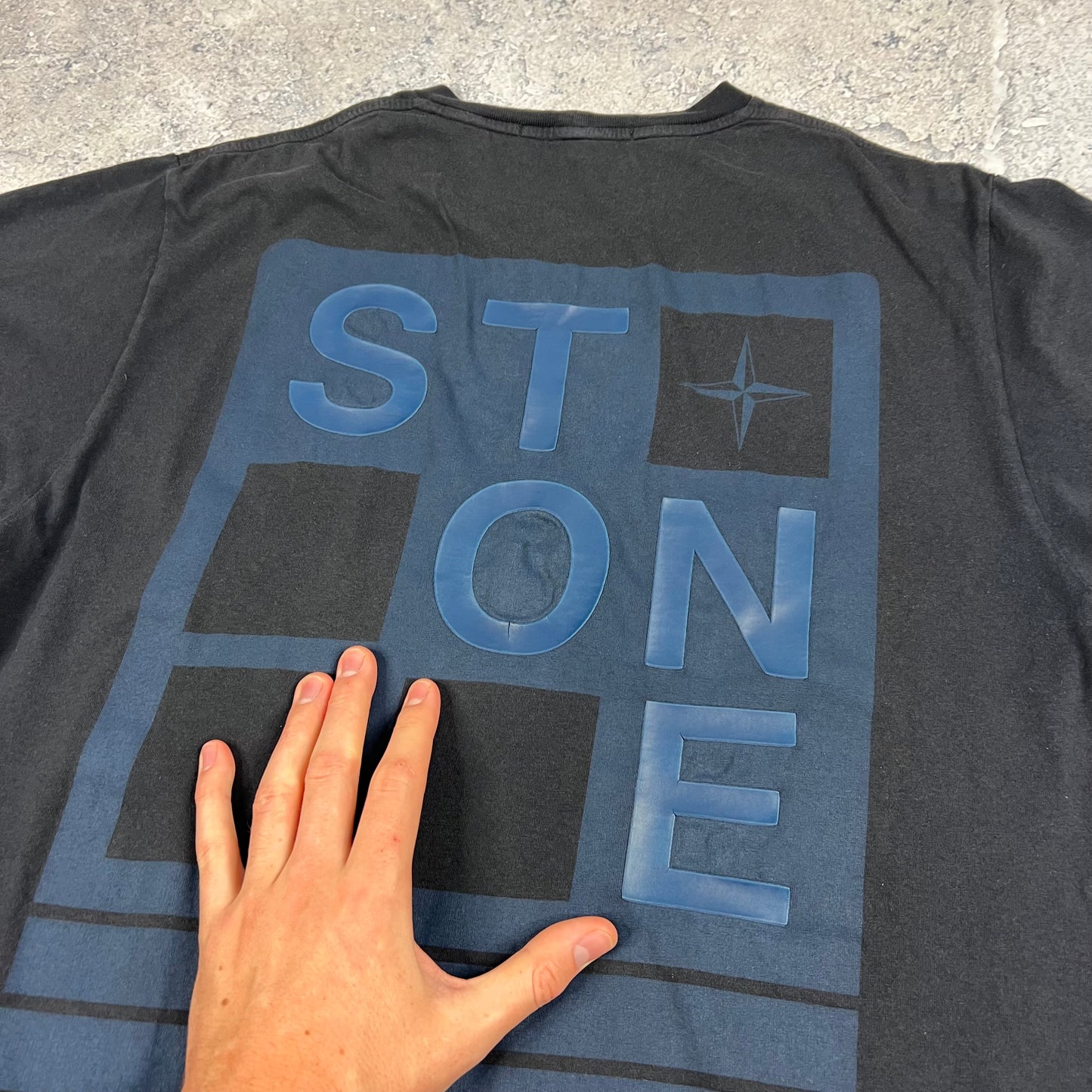 Stone Island Navy Letter Logo T-Shirt Medium 20.5”