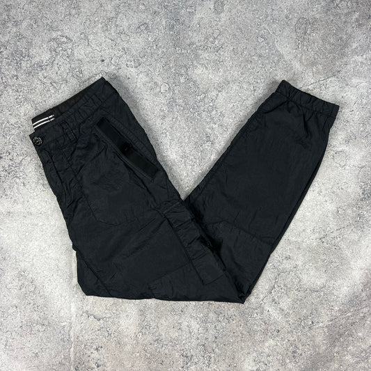 Stone Island Black Seersucker Nylon Metal Cargo Trousers W31”