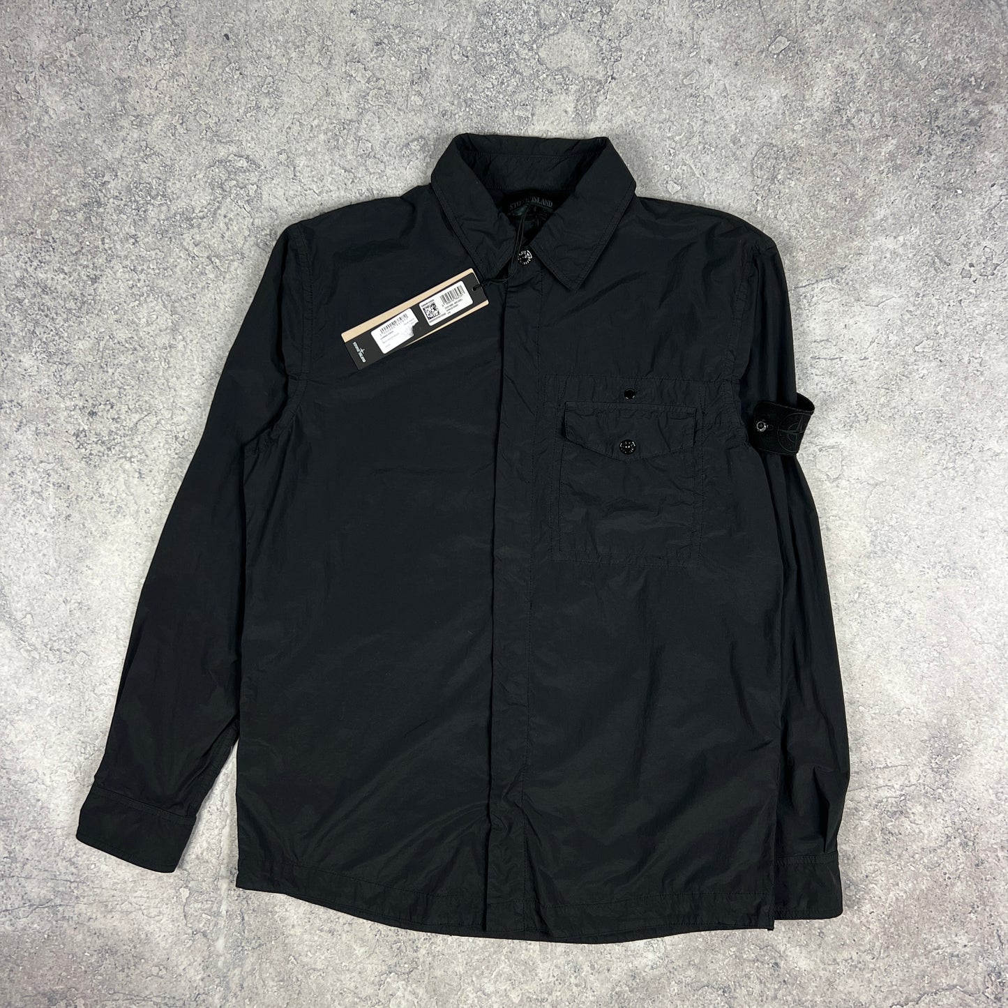 Stone Island Ghost Black Nylon Smerigliato Overshirt Large 22.5” BNWT