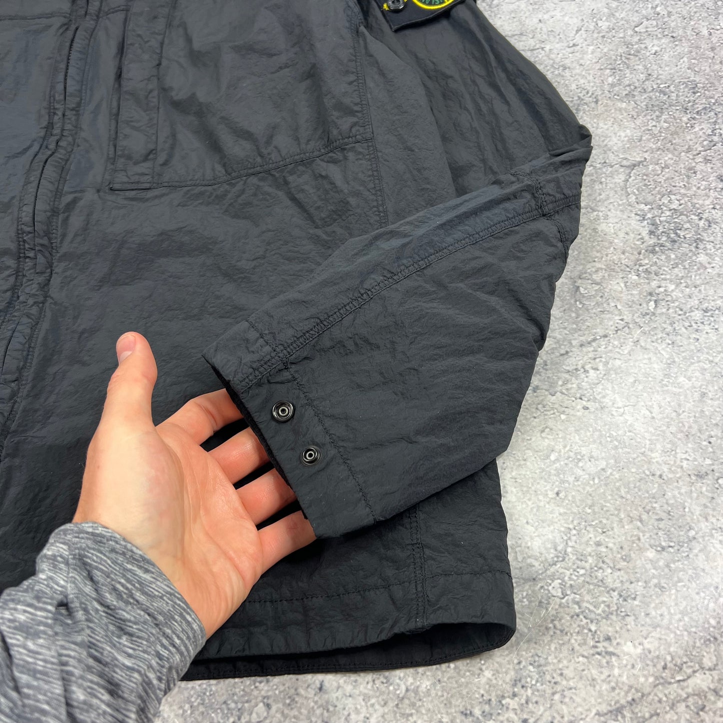 Stone Island Black Nylon Metal Overshirt Large 22”