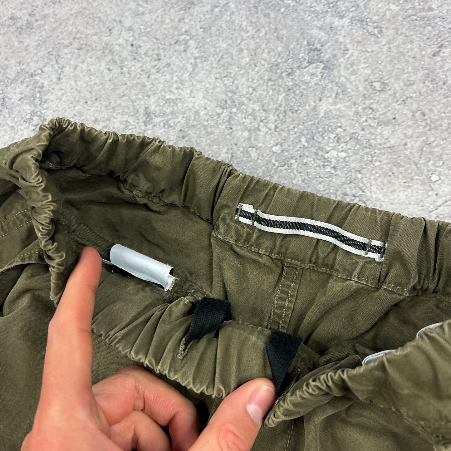 Stone Island Khaki Garment Dyed Cargo Shorts W32-34”