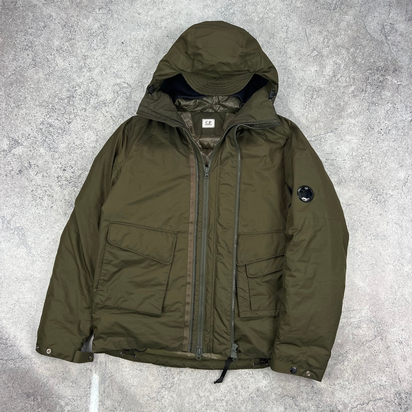 CP Company Khaki Micro M Down Jacket Size 50 Large 24”