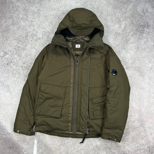 CP Company Khaki Micro M Down Jacket Size 50 Large 24”