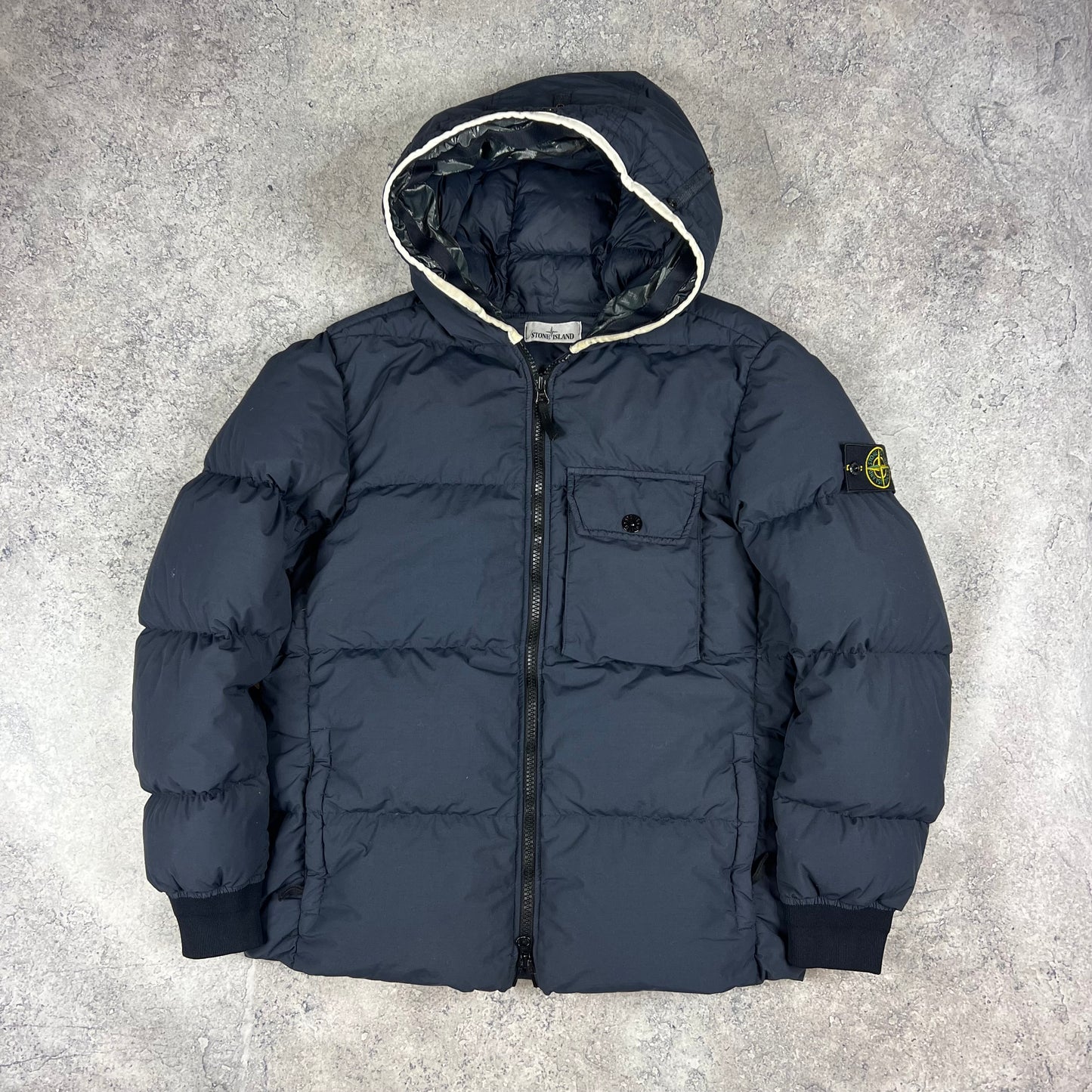 Stone Island Navy Naslan Watro Down Jacket Medium 23”