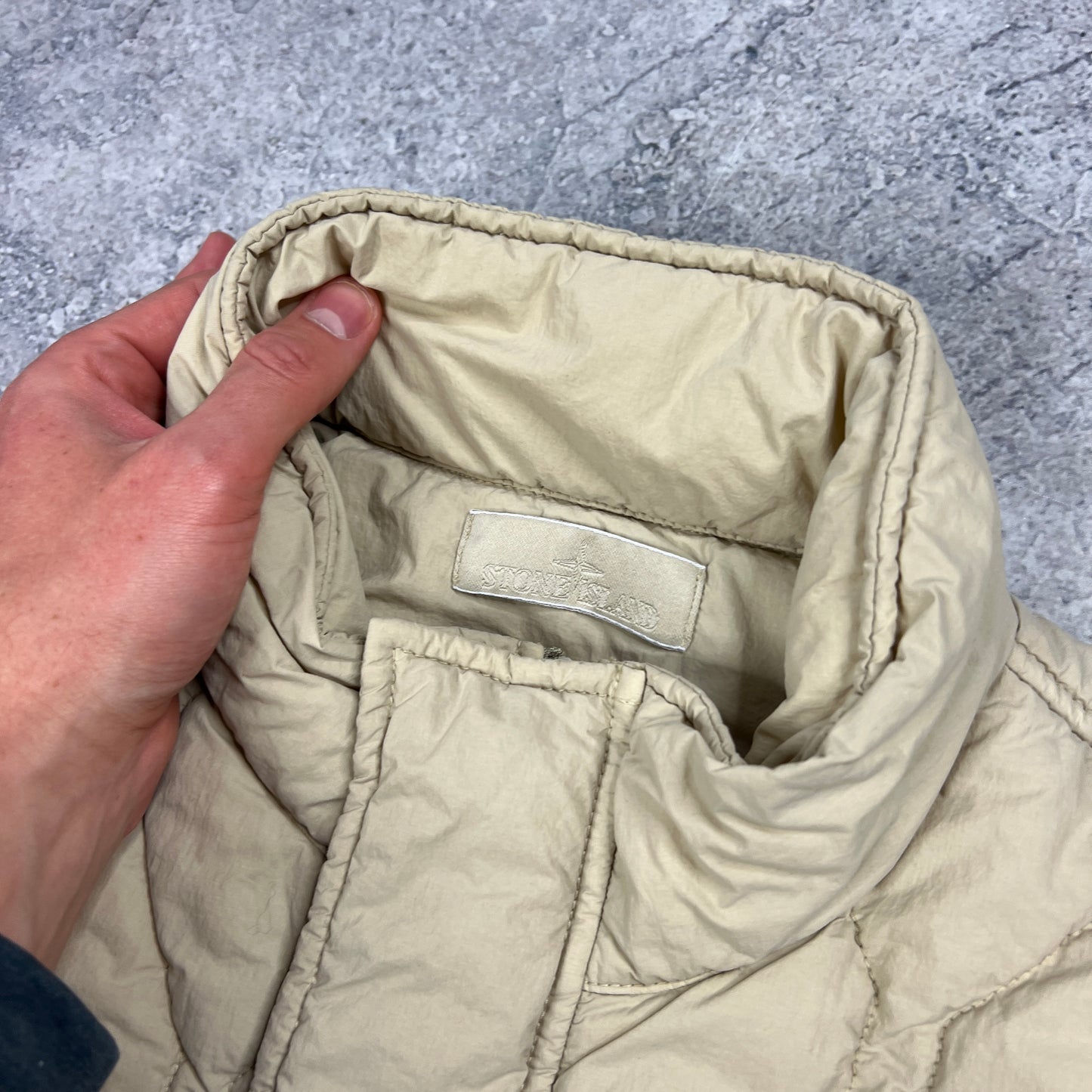 Stone Island Beige Nylon Smerigliato Gilet Medium 21”