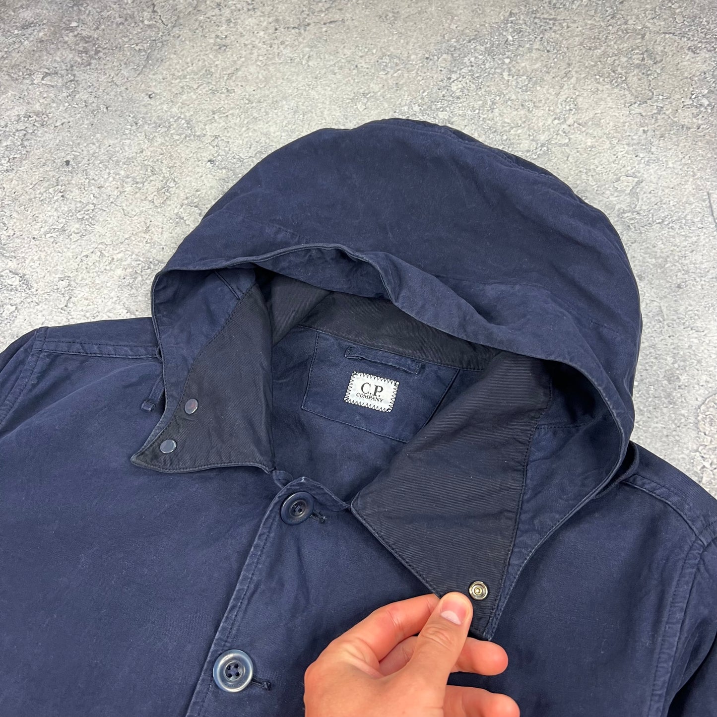CP Company Navy Mais B Lens Hooded Jacket 50- Large 23”