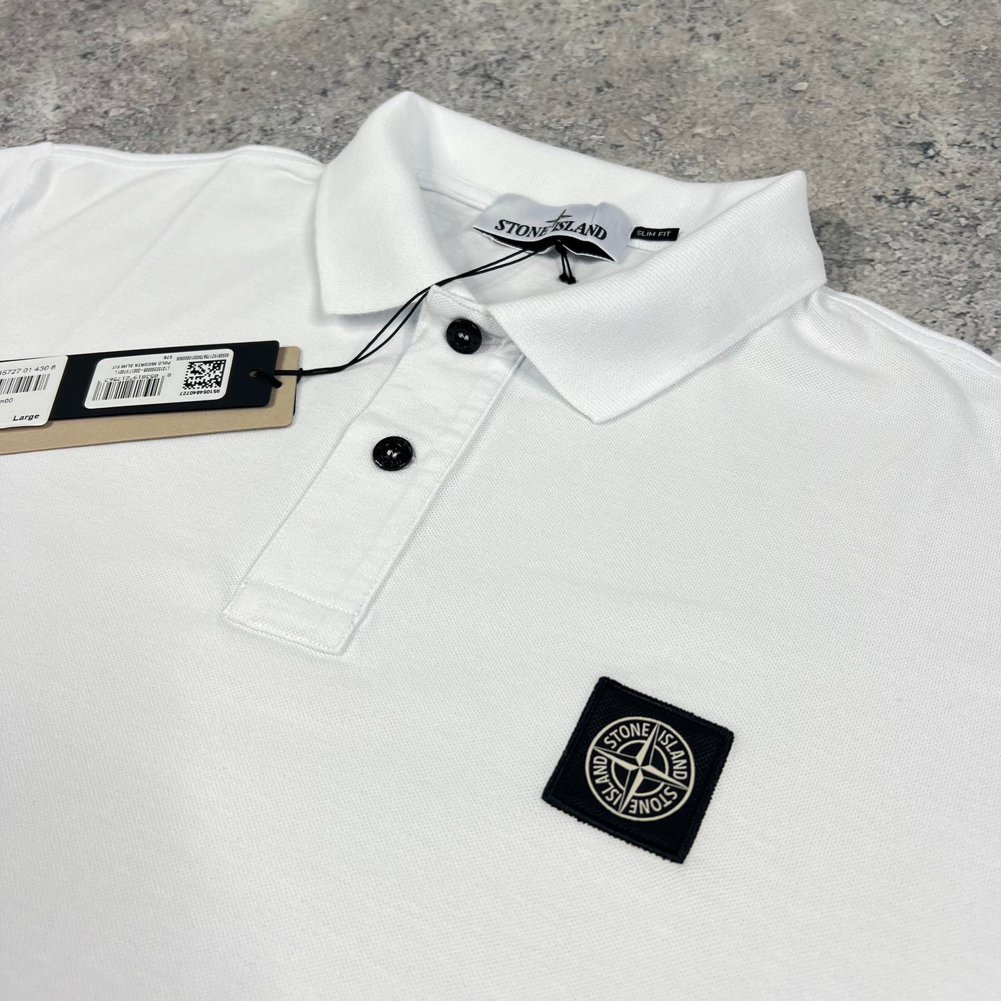 Stone Island White Polo Shirt Large 22.5” BNWT