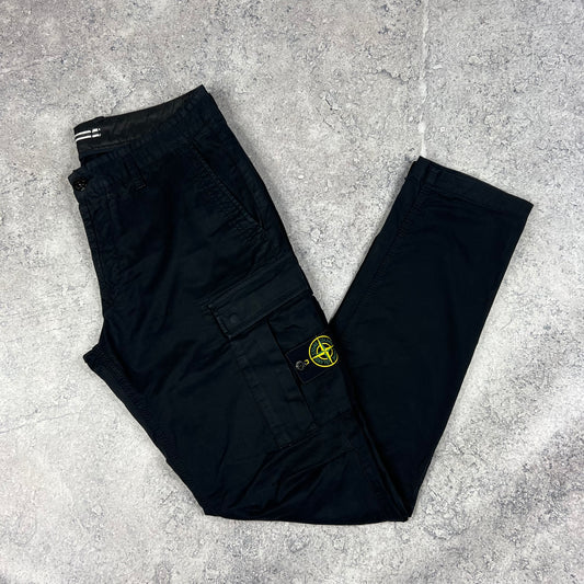 Stone Island Black Slim Cargo Trousers W32”