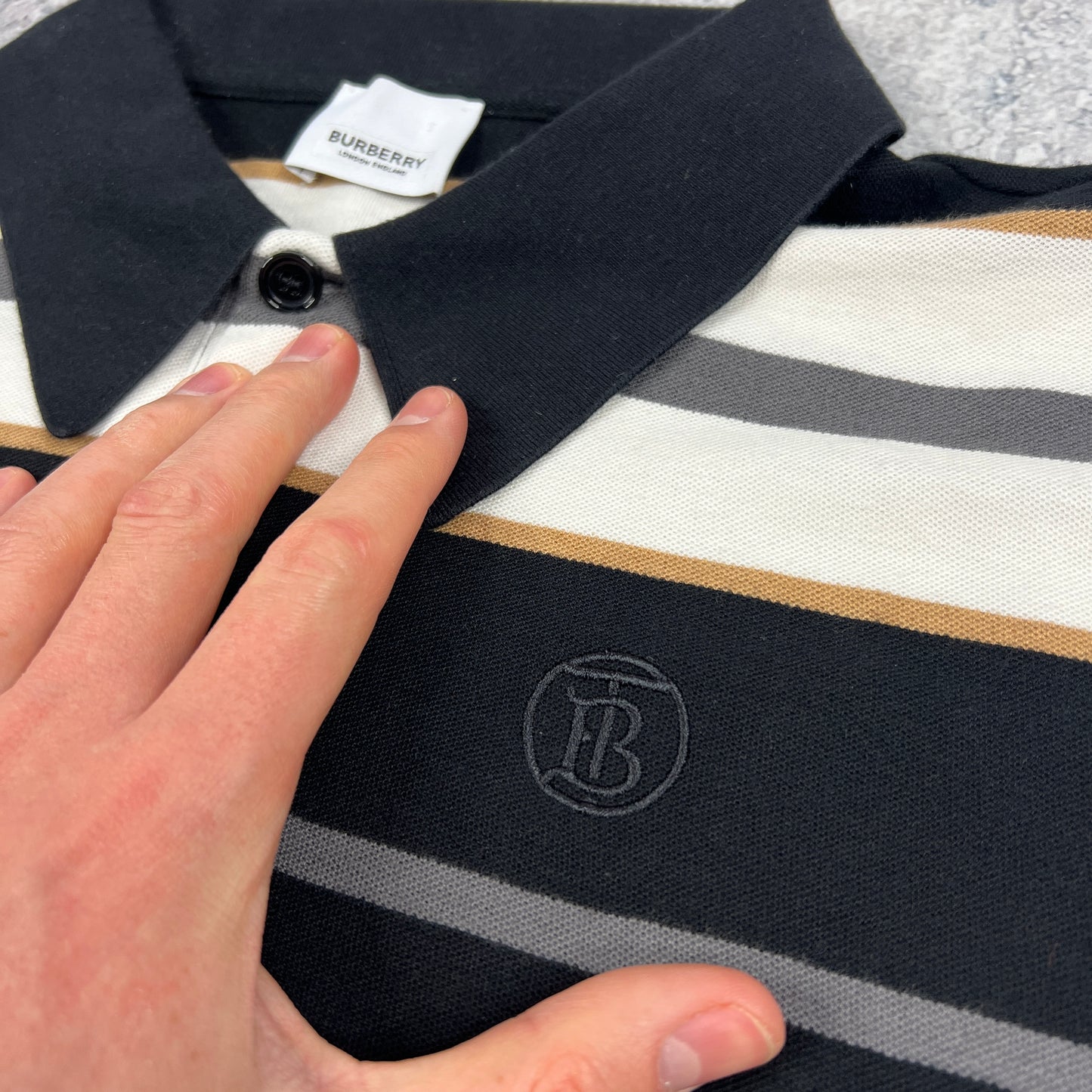 Burberry Striped Polo Shirt Small (fits M) 21.75”